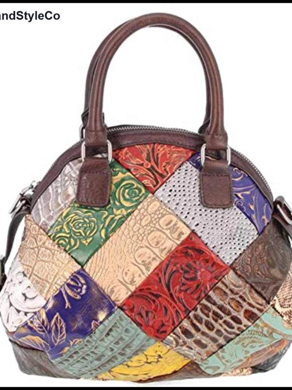 Genuine Leather Dome Satchel Bag Women Tote Crossbody Handbag